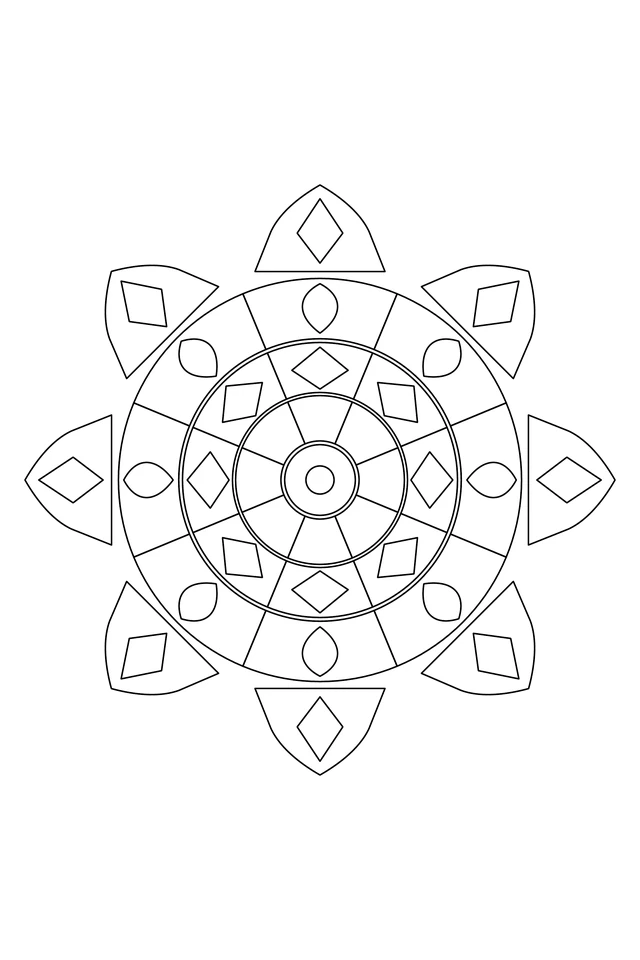 An eight-part circular window with four radial panel layers, diamond inserts, oval panes and pointed outer arches.