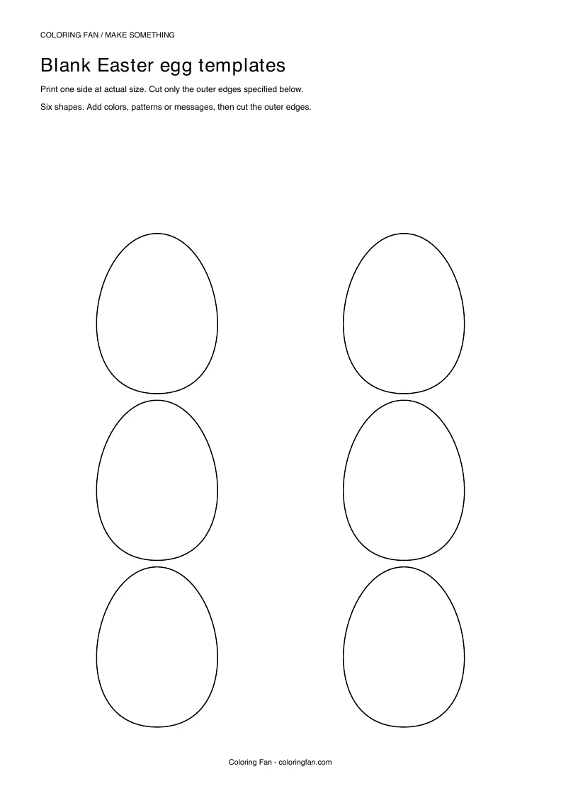Actual A4 PDF preview of the blank easter egg templates, with measured cut outlines and printed assembly instructions.